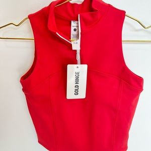 Gold Hinge quarter zip tank red XS